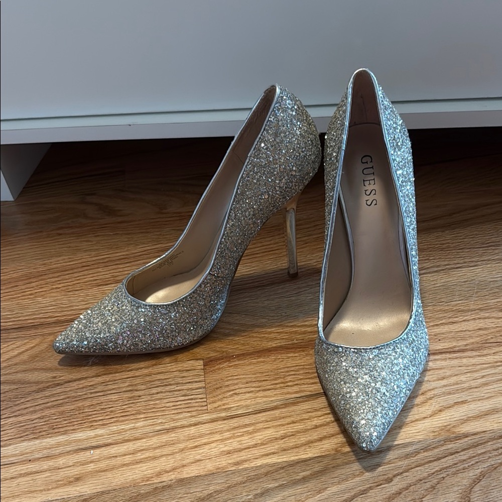 GUESS Silver Glitter Women's Heels